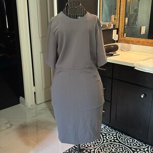 Cute gray midi, casual short sleeve sexy open back dress